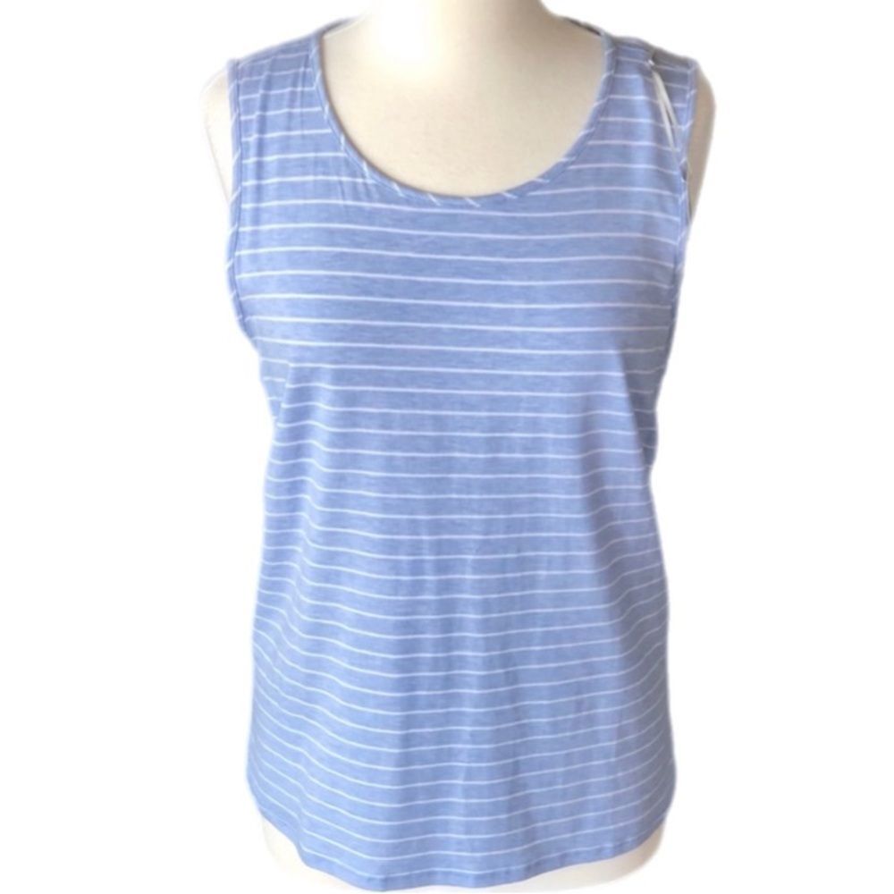 Nottibianche Sleep Top Size Medium Pastel Blue with White Stripes. shelf bra